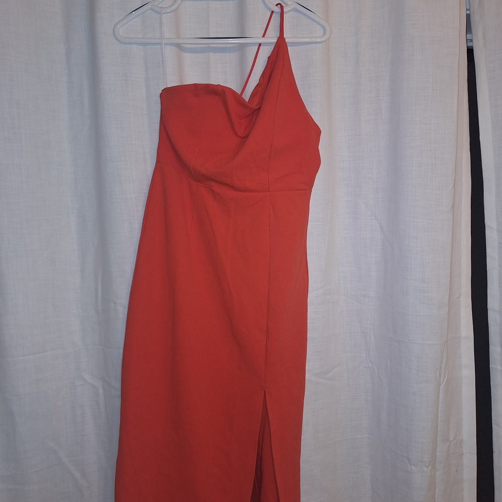Hello Molly Fiery Orange One-Shoulder Dress